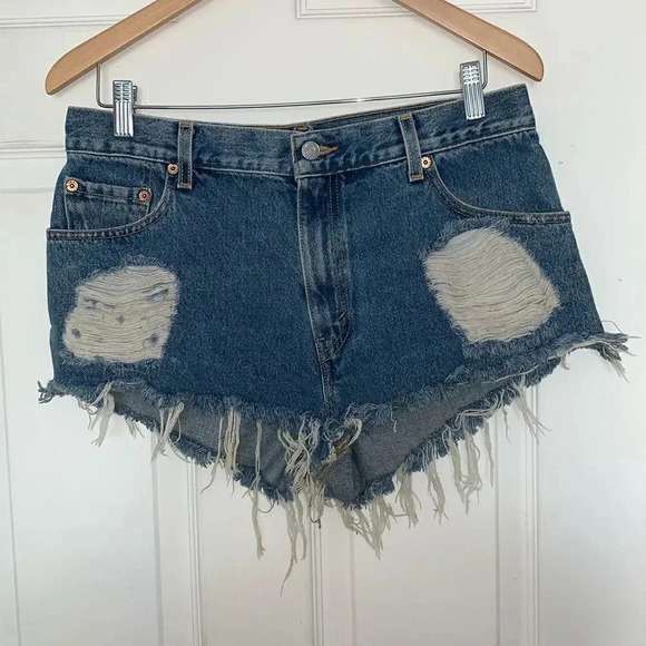 Levi's Pants - Levi’s 550 Classic Relaxed Destroyed Denim Shorts